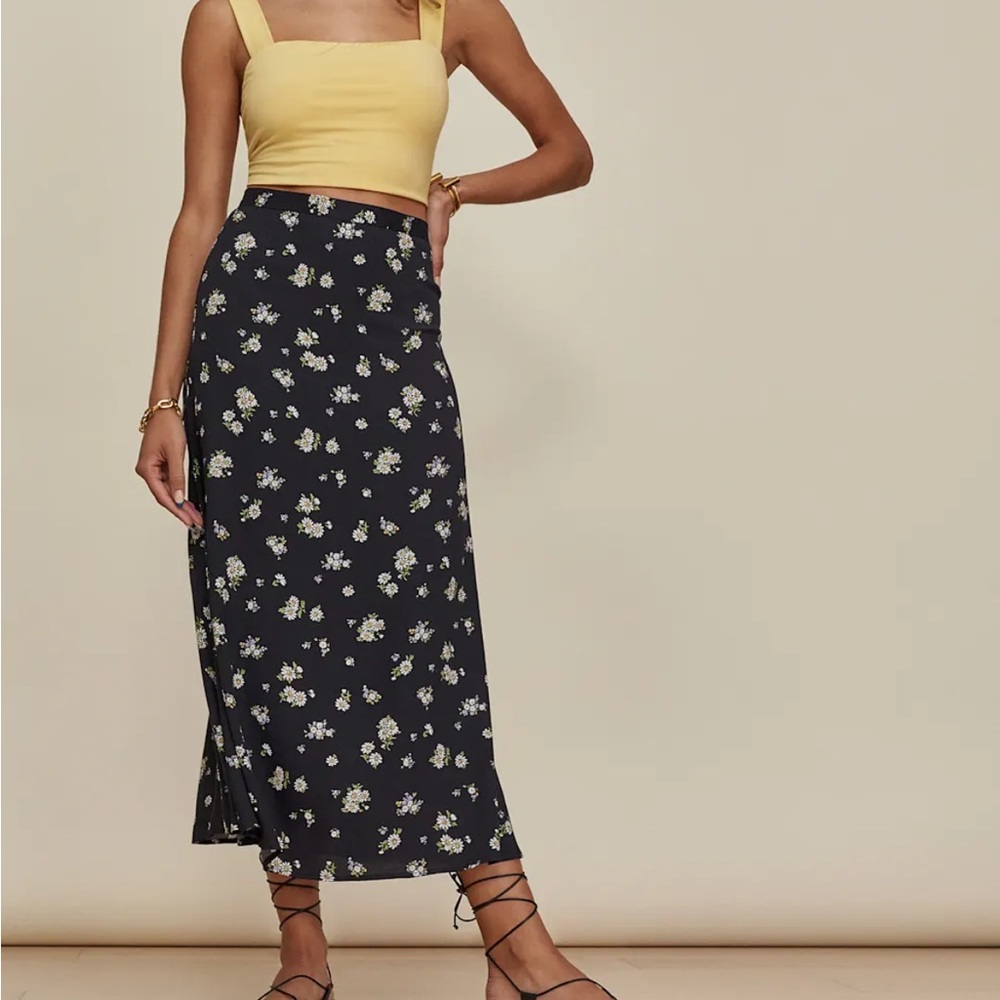 Reformation Black and White Midi Pencil Skirt